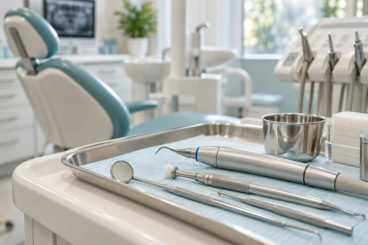 Scaling and polishing instruments in a dental clinic